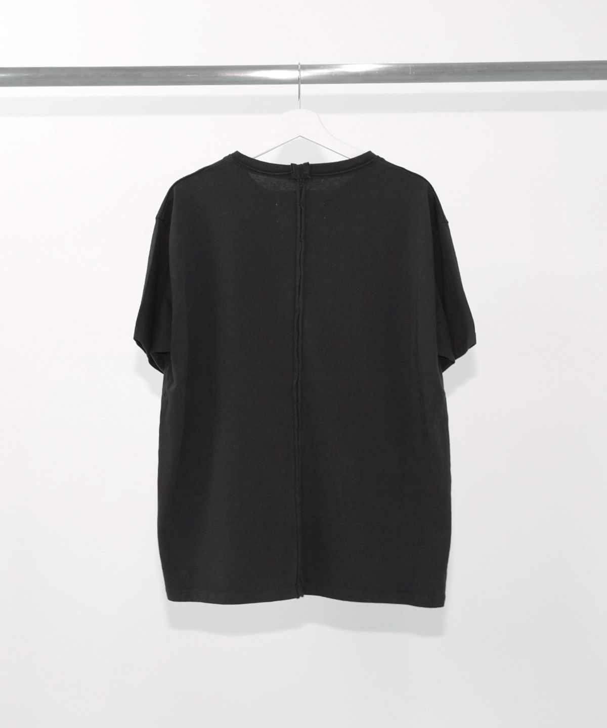 이티씨이(ETCE) (BASE) WASHED RAW-CUT T-SHIRT (BLACK)