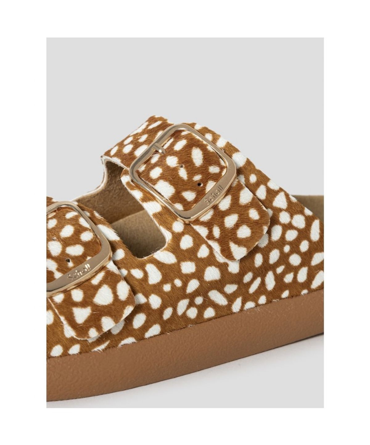 숄(SCHOLL) (WOMEN) 투스트랩 청키 코르크 샌들  옐로이시 브라운 (HH64K2C22B)
