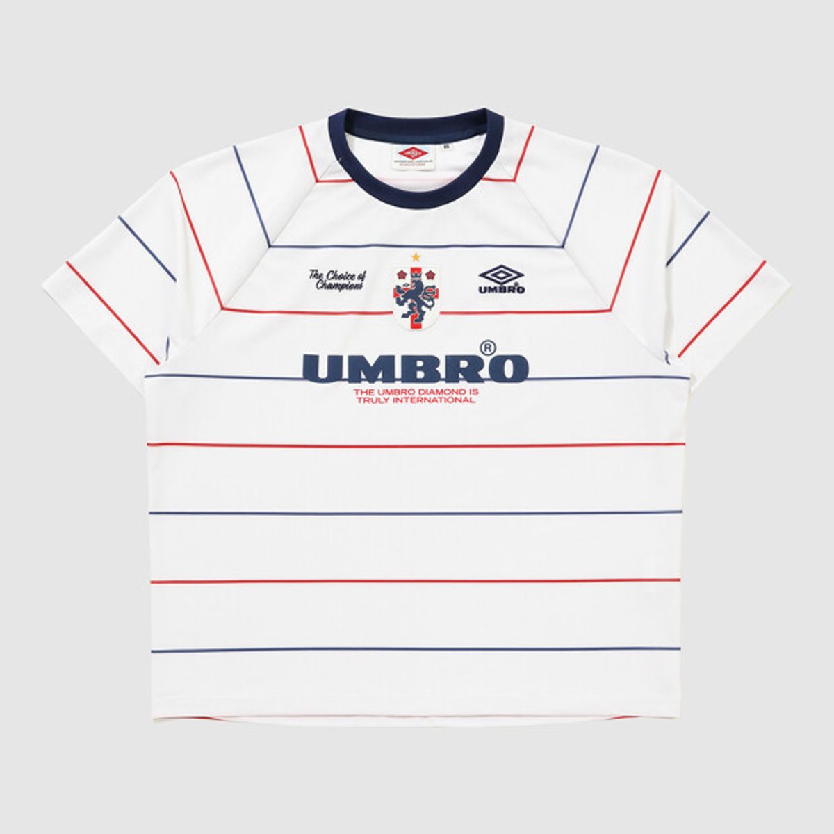 엄브로(UMBRO) HBL 풋볼 헤리티지 스트라이프 반팔 저지 화이트 UR224CRJ52