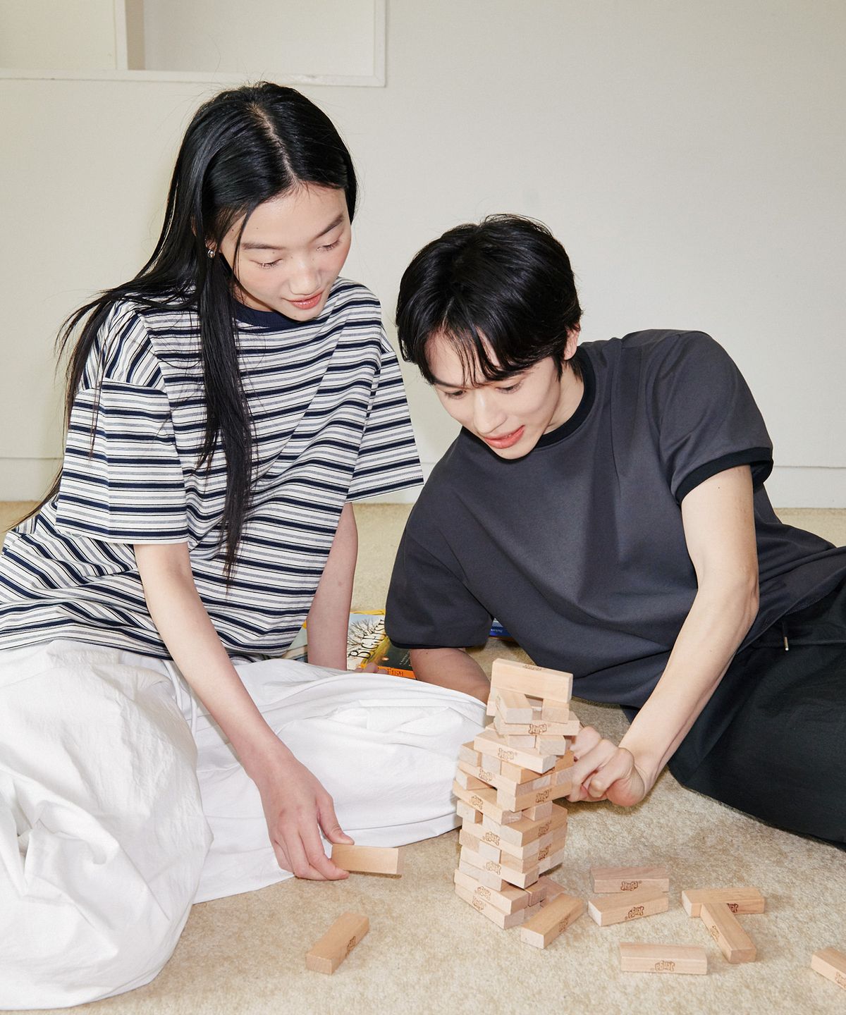 굿라이프웍스(GLW) [unisex] 스트라이프 반팔 티셔츠 네이비