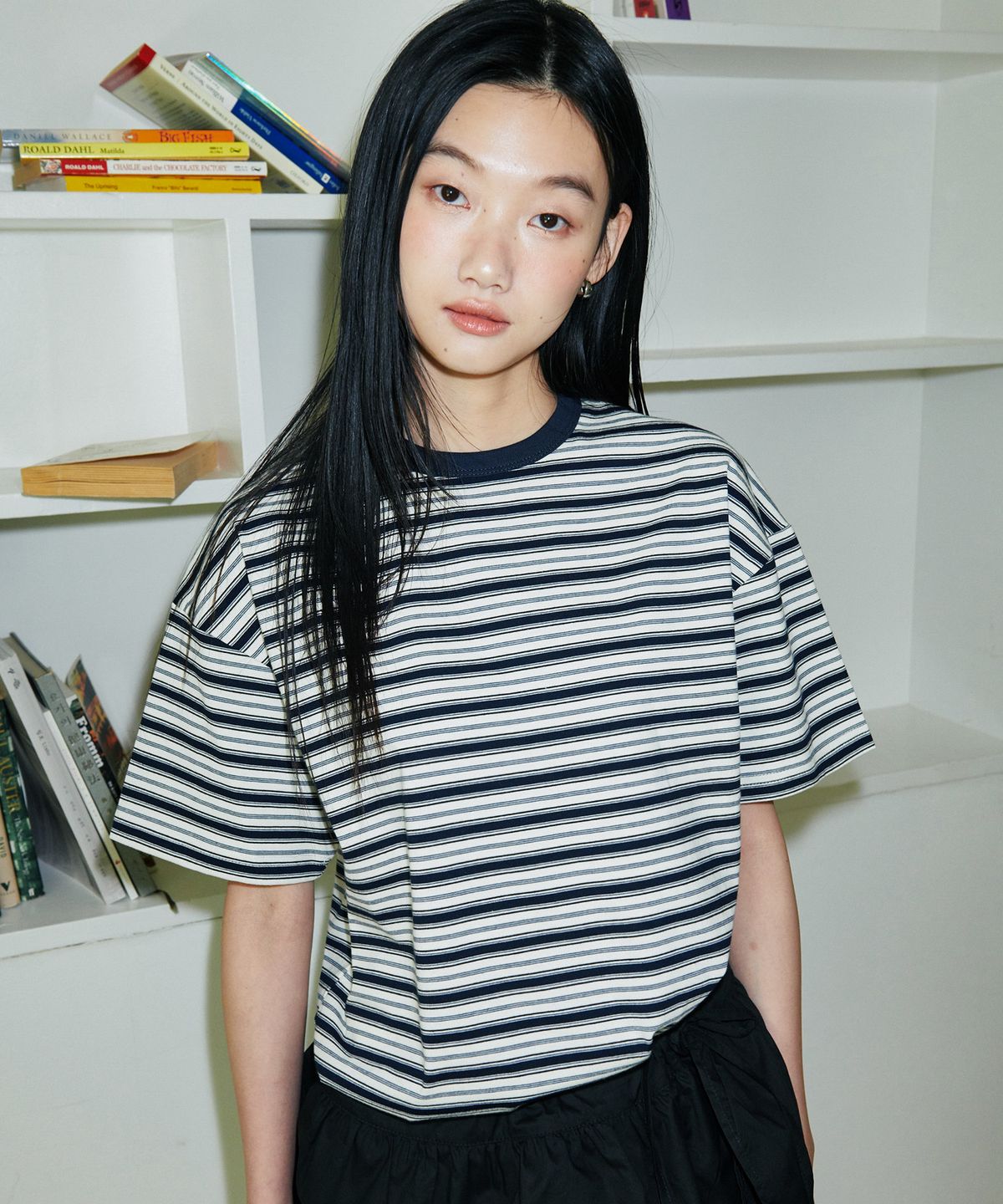 굿라이프웍스(GLW) [unisex] 스트라이프 반팔 티셔츠 네이비
