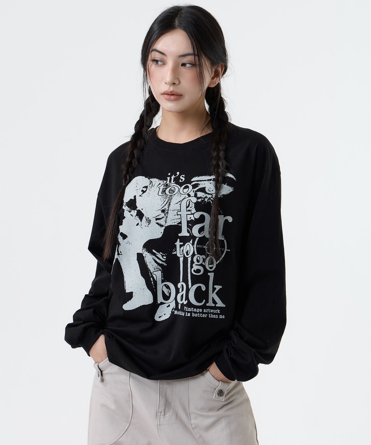 낫띵이즈베럴댄미(NOTHINGISBETTERTHANME) VINTAGE ARTWORK LONG SLEEVE_black