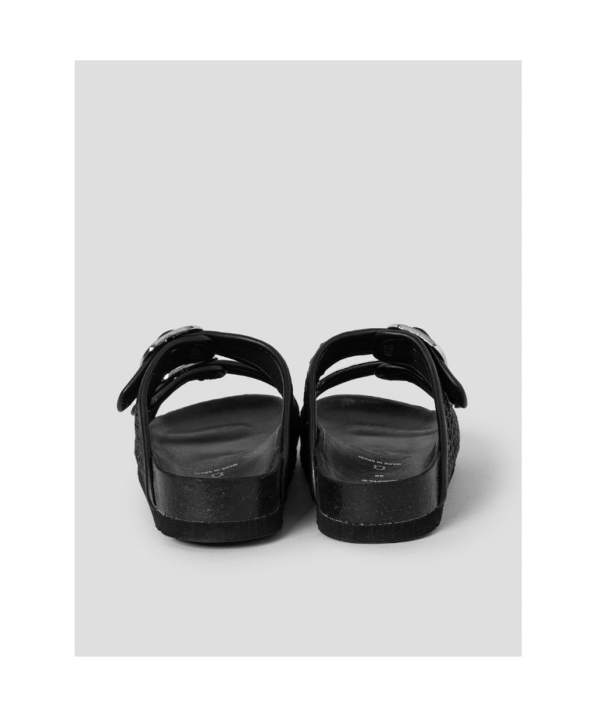 숄(SCHOLL) (WOMEN) 투스트랩 라피아 코르크 샌들  블랙 (HH64K2C245)
