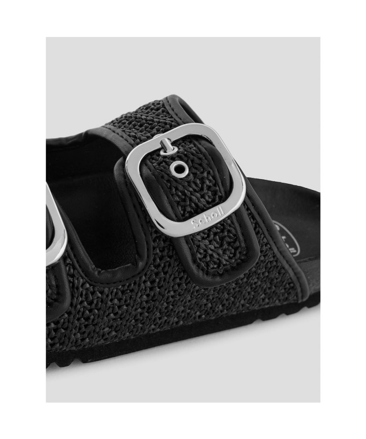 숄(SCHOLL) (WOMEN) 투스트랩 라피아 코르크 샌들  블랙 (HH64K2C245)