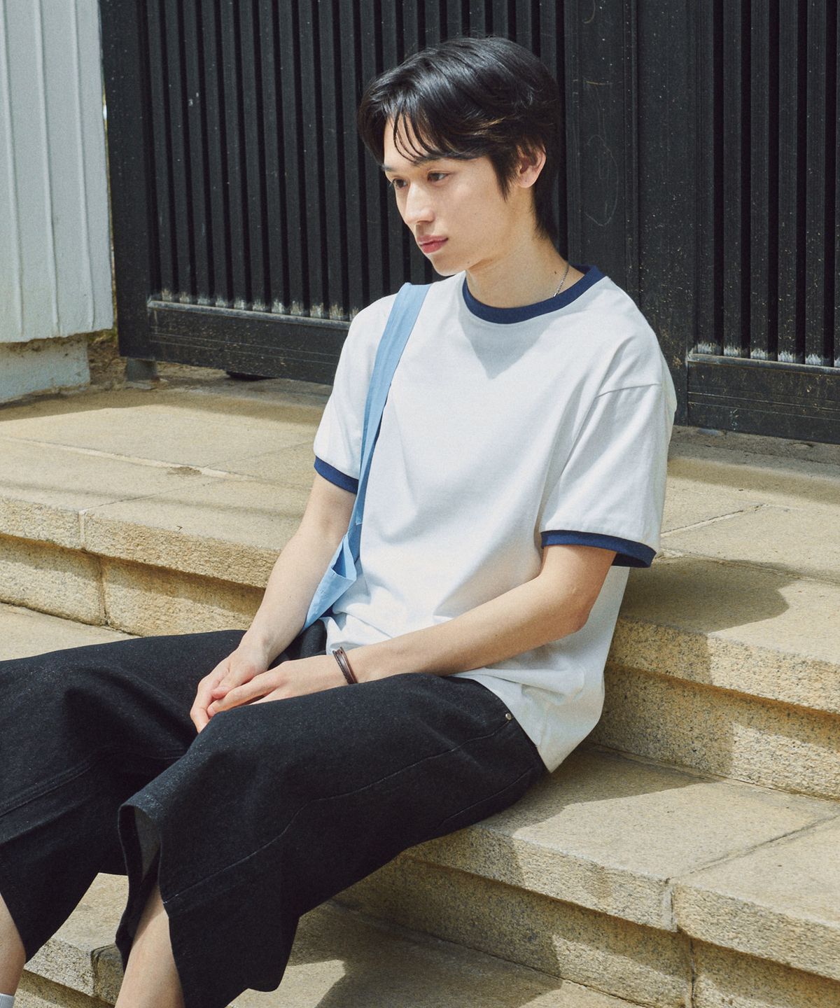 굿라이프웍스(GLW) [unisex] 베이직 링거 반팔 티셔츠 아이보리