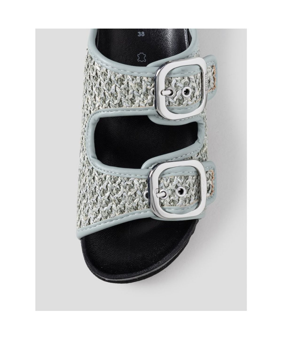 숄(SCHOLL) (WOMEN) 투스트랩 라피아 코르크 샌들  그린 (HH64K2C24M)