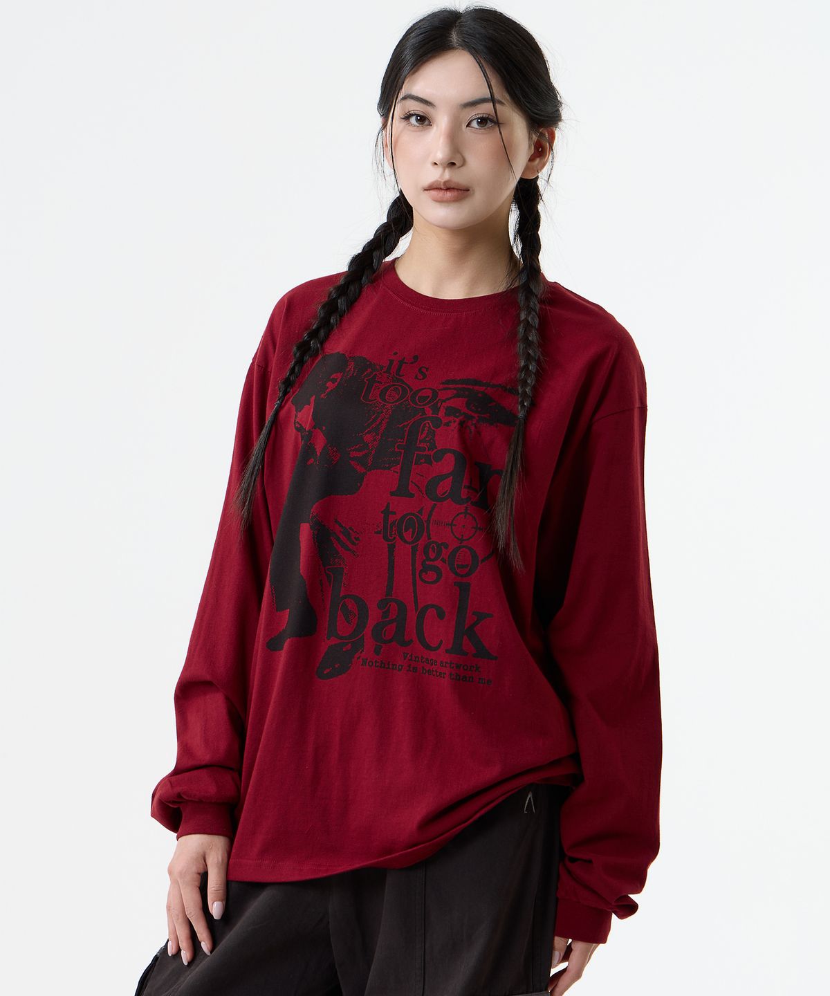 낫띵이즈베럴댄미(NOTHINGISBETTERTHANME) VINTAGE ARTWORK LONG SLEEVE_burgundy