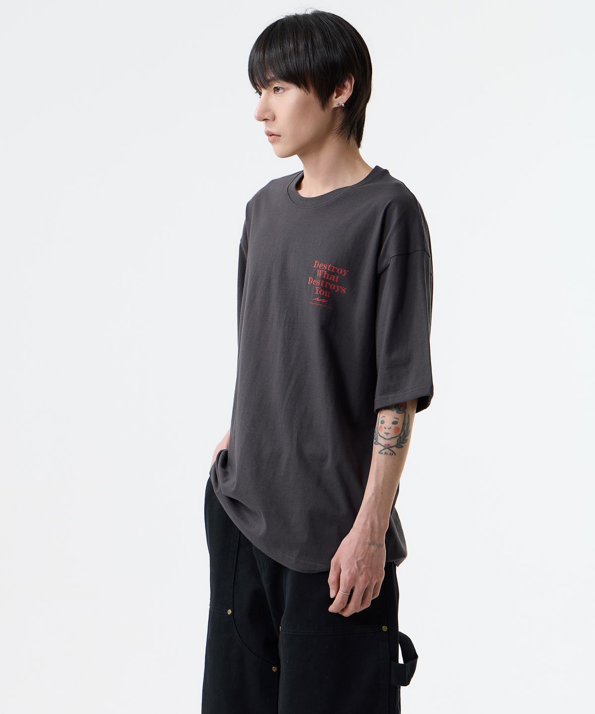 낫띵이즈베럴댄미(NOTHINGISBETTERTHANME) DESTROY TEE_charcoal