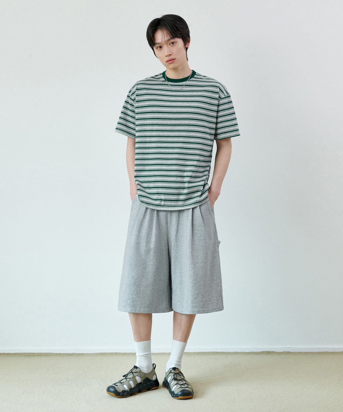 굿라이프웍스(GLW) [unisex] 버뮤다 스웨트 팬츠 멜란지