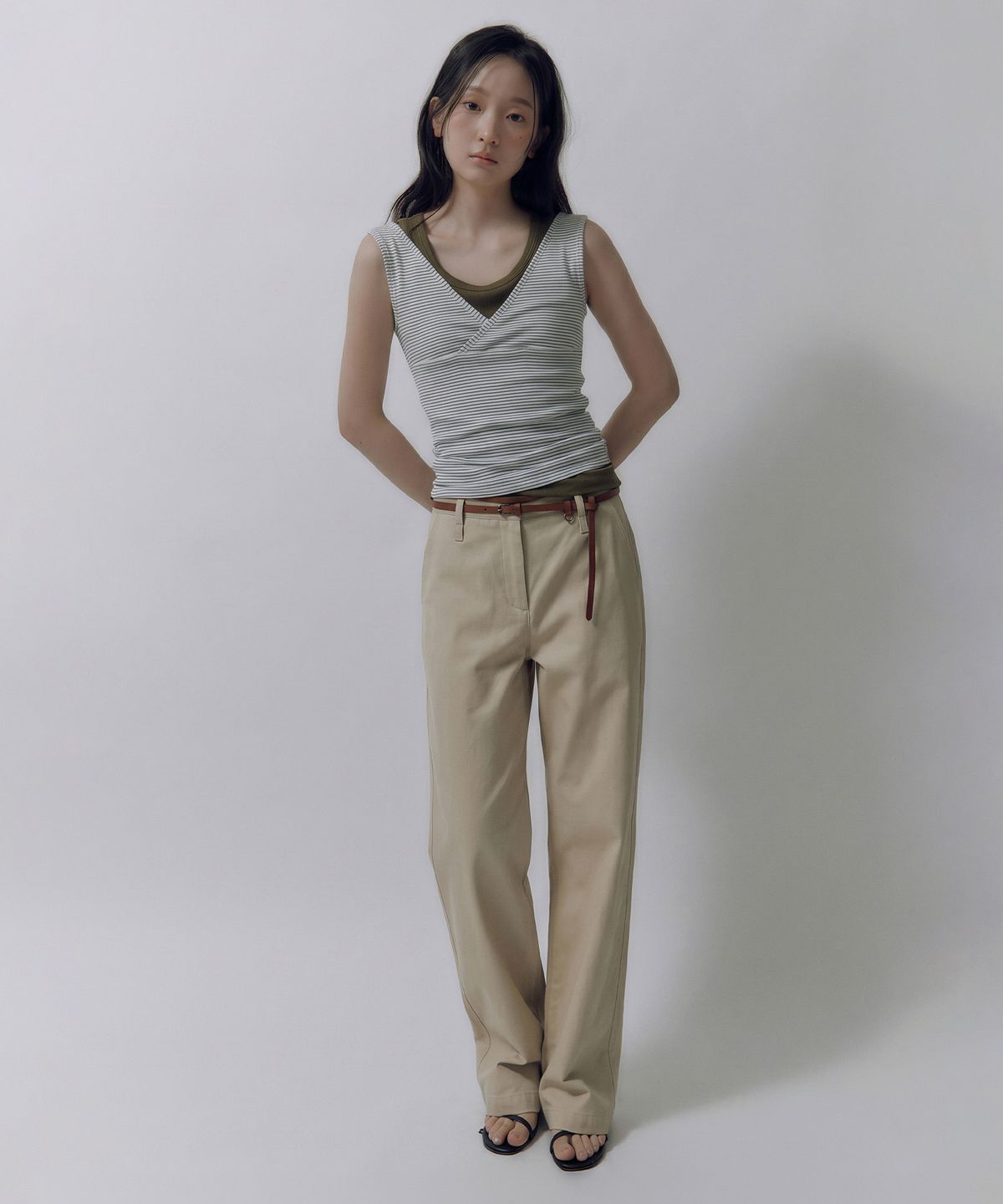 룩캐스트(LOOKAST) 멜라니 레이어드 스커트 팬츠_베이지 / MELANIE LAYERED SKIRT PANTS_BEIGE