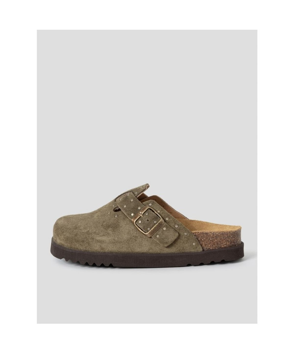 숄(SCHOLL) (WOMEN) 스터드 스웨이드 코르크 크로그  카키 (HH64K2C70H)