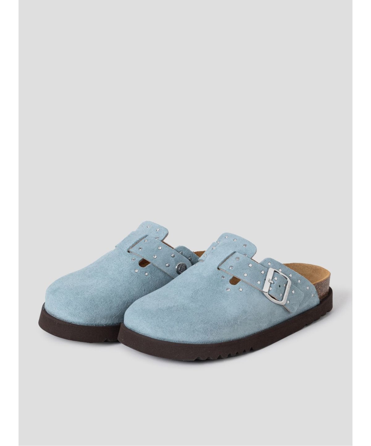 숄(SCHOLL) (WOMEN) 스터드 스웨이드 코르크 크로그  스카이 블루 (HH64K2C70Q)