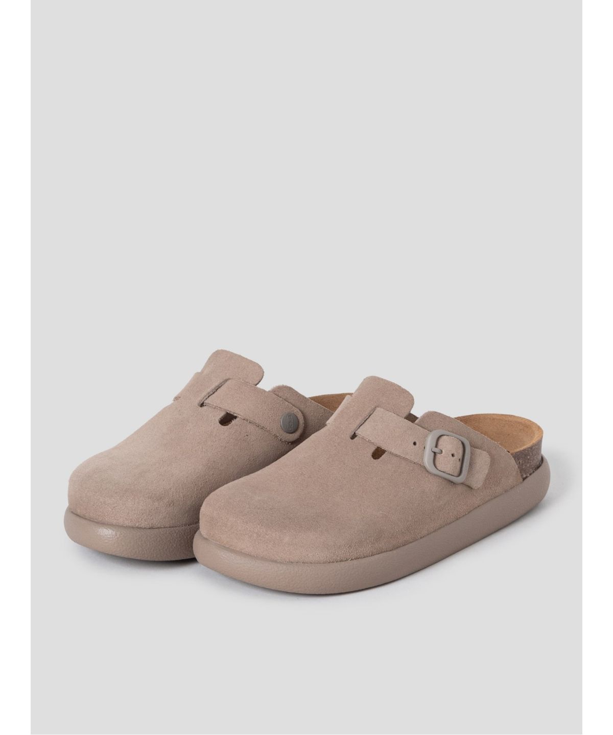 숄(SCHOLL) (WOMEN) 스웨이드 청키솔 코르크 크로그  옐로이시 브라운 (HH64K2C75B)