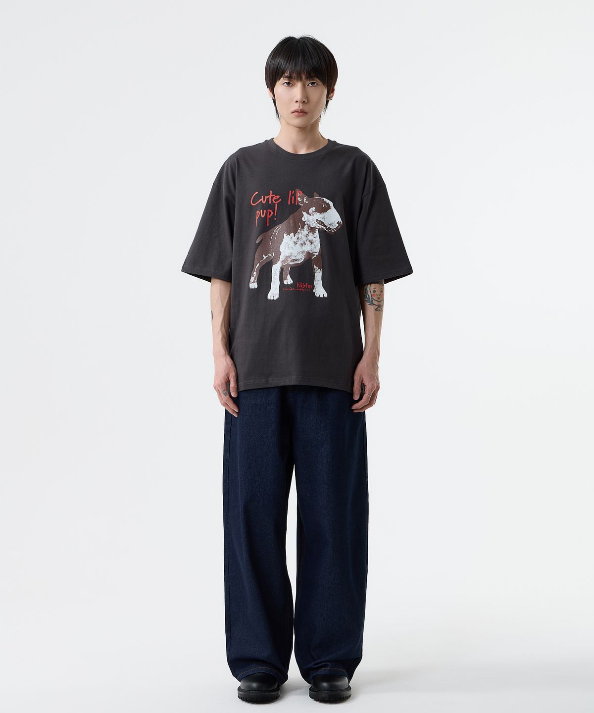 낫띵이즈베럴댄미(NOTHINGISBETTERTHANME) BULL TERRIER VINTAGE TEE_charcoal