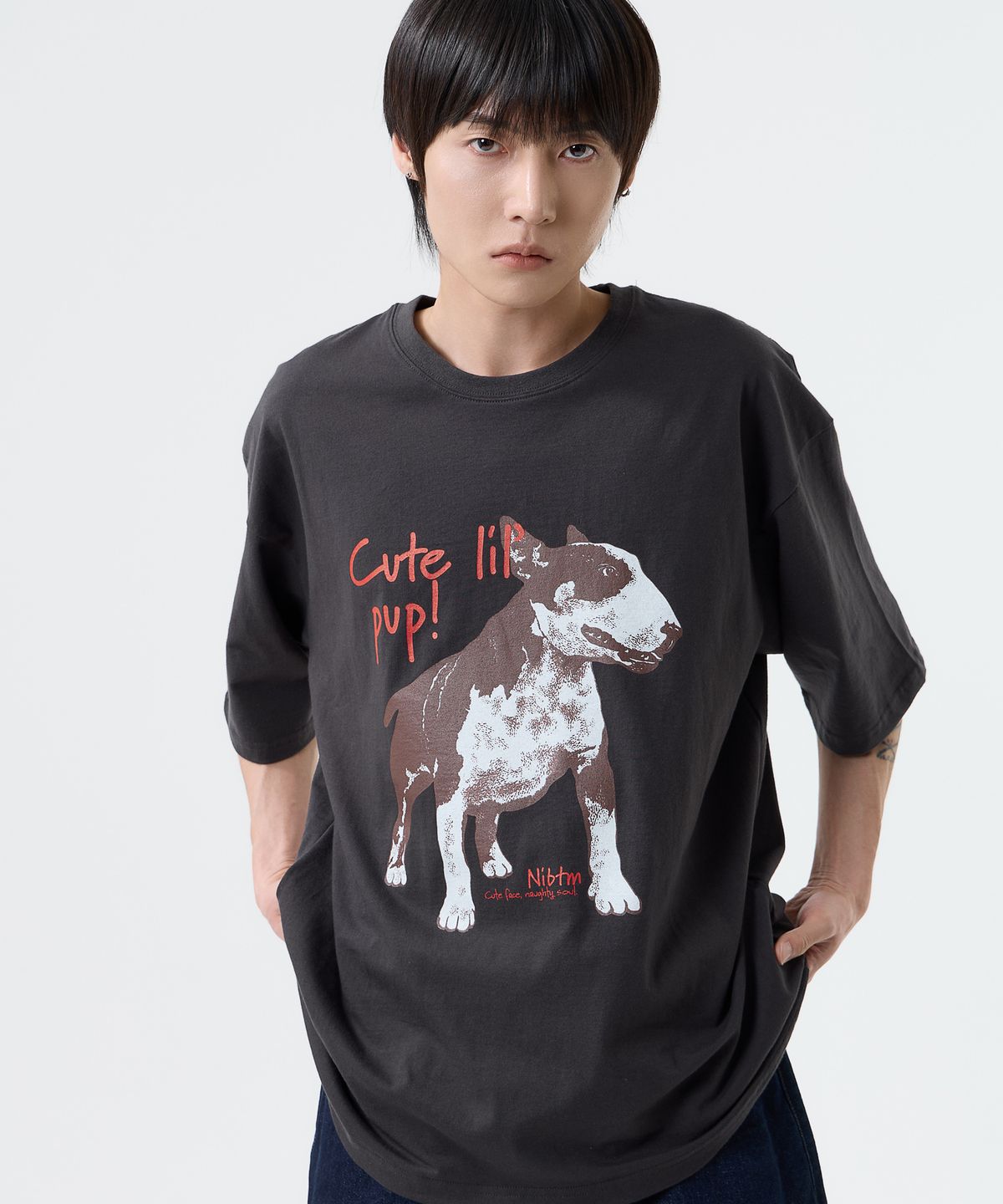 낫띵이즈베럴댄미(NOTHINGISBETTERTHANME) BULL TERRIER VINTAGE TEE_charcoal