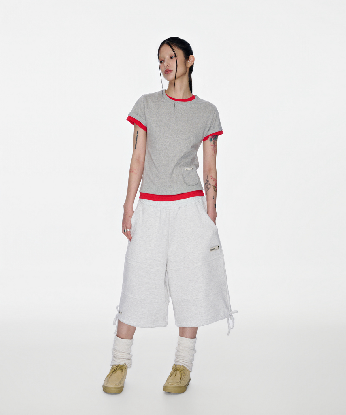 소흘(SOHUL) Panel Shorts (화이트 멜란지)