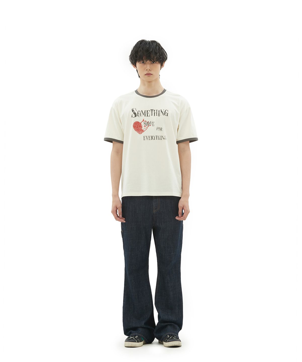 데프가먼츠(DEFGARMENTS) SOMETHING HEART RINGER T-SHIRTS [IVORY]