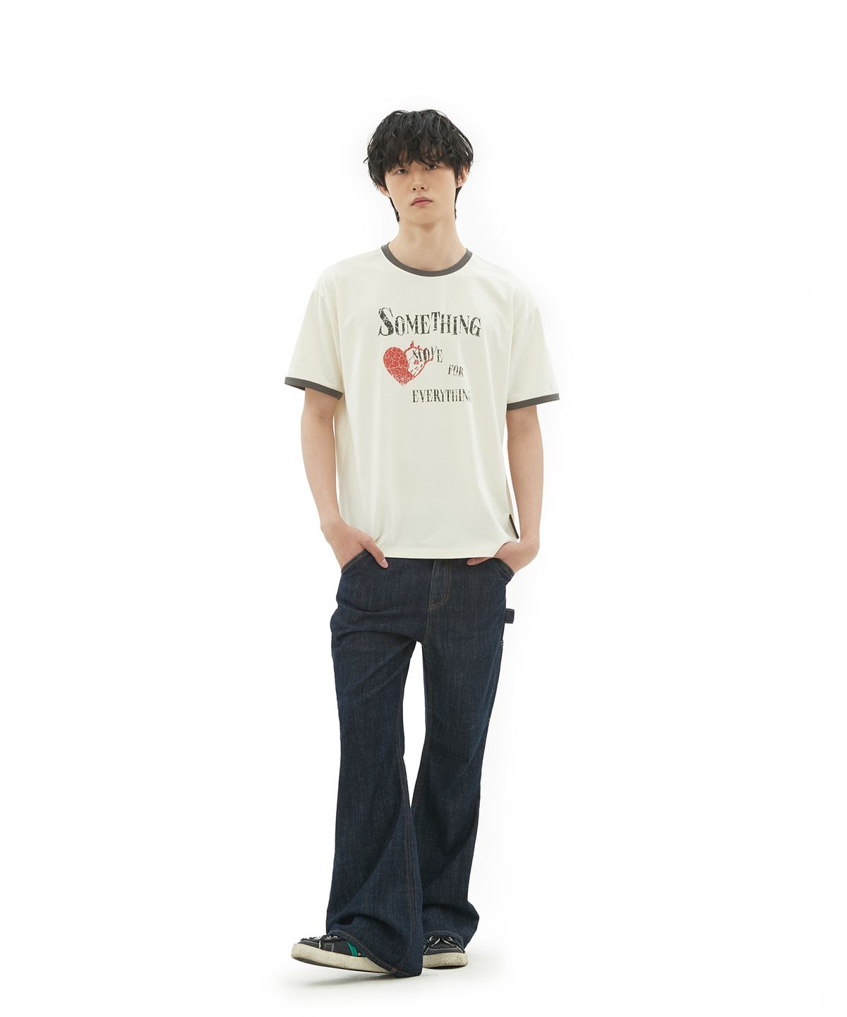 데프가먼츠(DEFGARMENTS) SOMETHING HEART RINGER T-SHIRTS [IVORY]