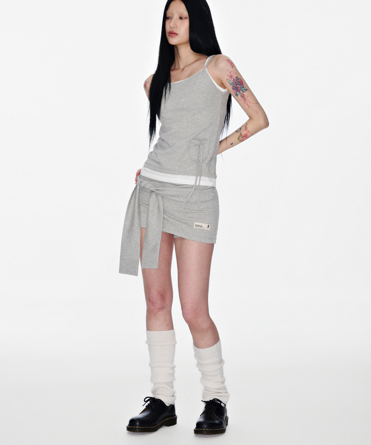 소흘(SOHUL) S Tie-Waist Skirt (그레이)