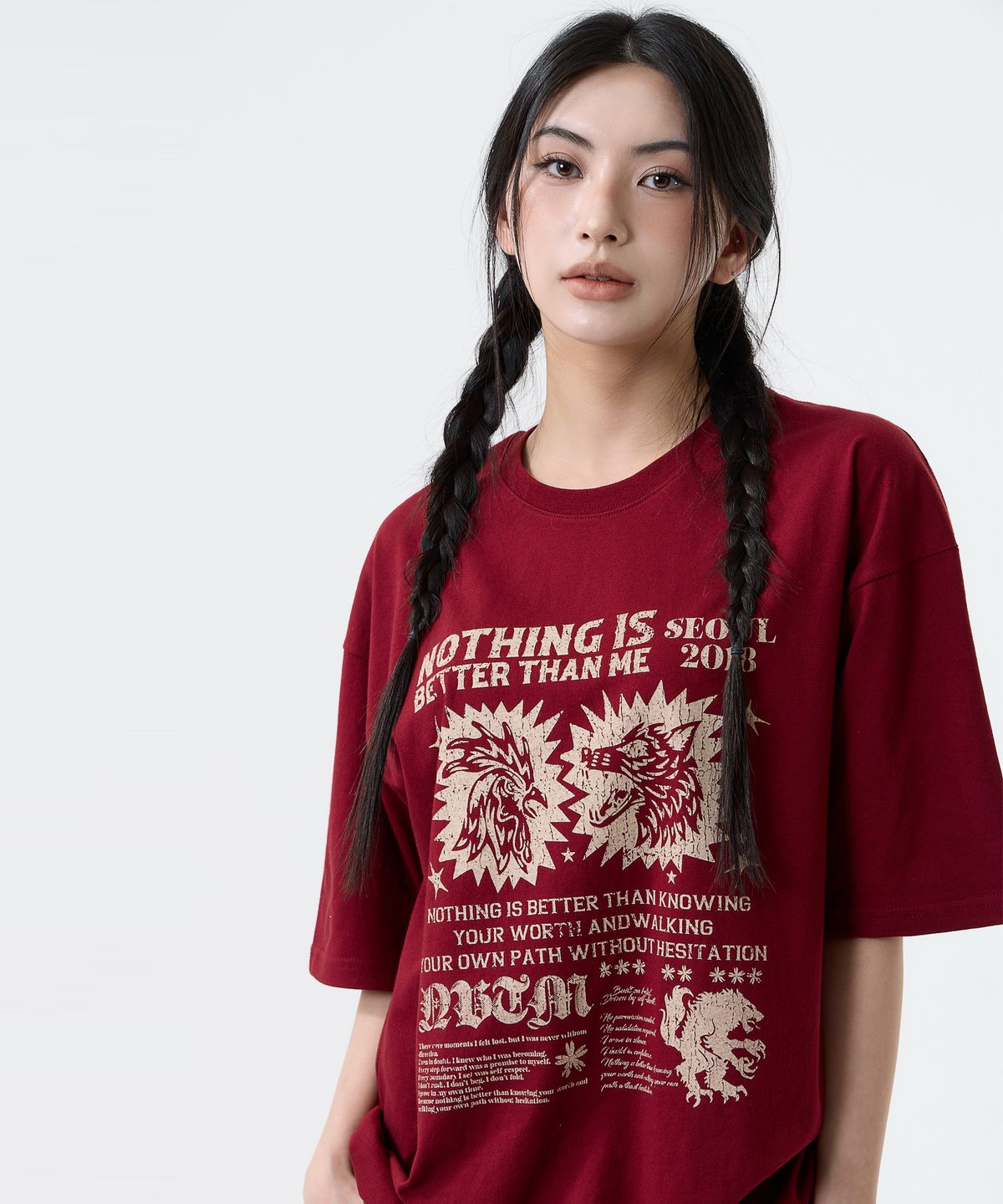 낫띵이즈베럴댄미(NOTHINGISBETTERTHANME) RETRO GRAPHIC TEE_burgundy