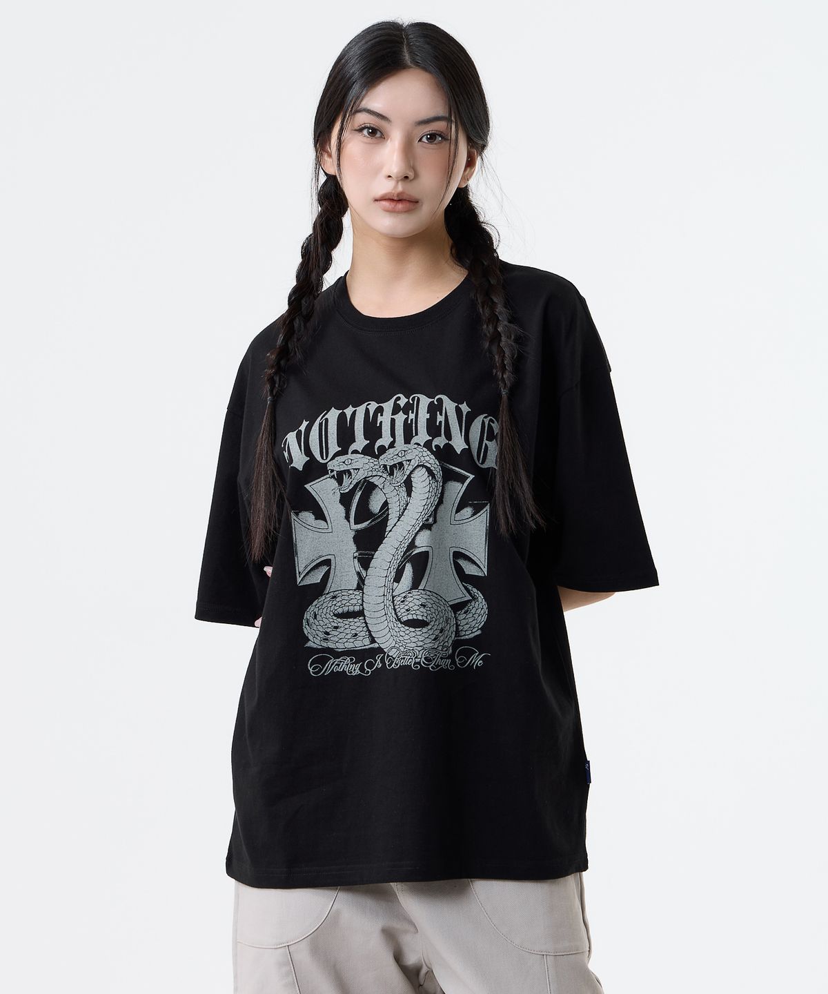 낫띵이즈베럴댄미(NOTHINGISBETTERTHANME) SNAKE GRAPHIC TEE_black