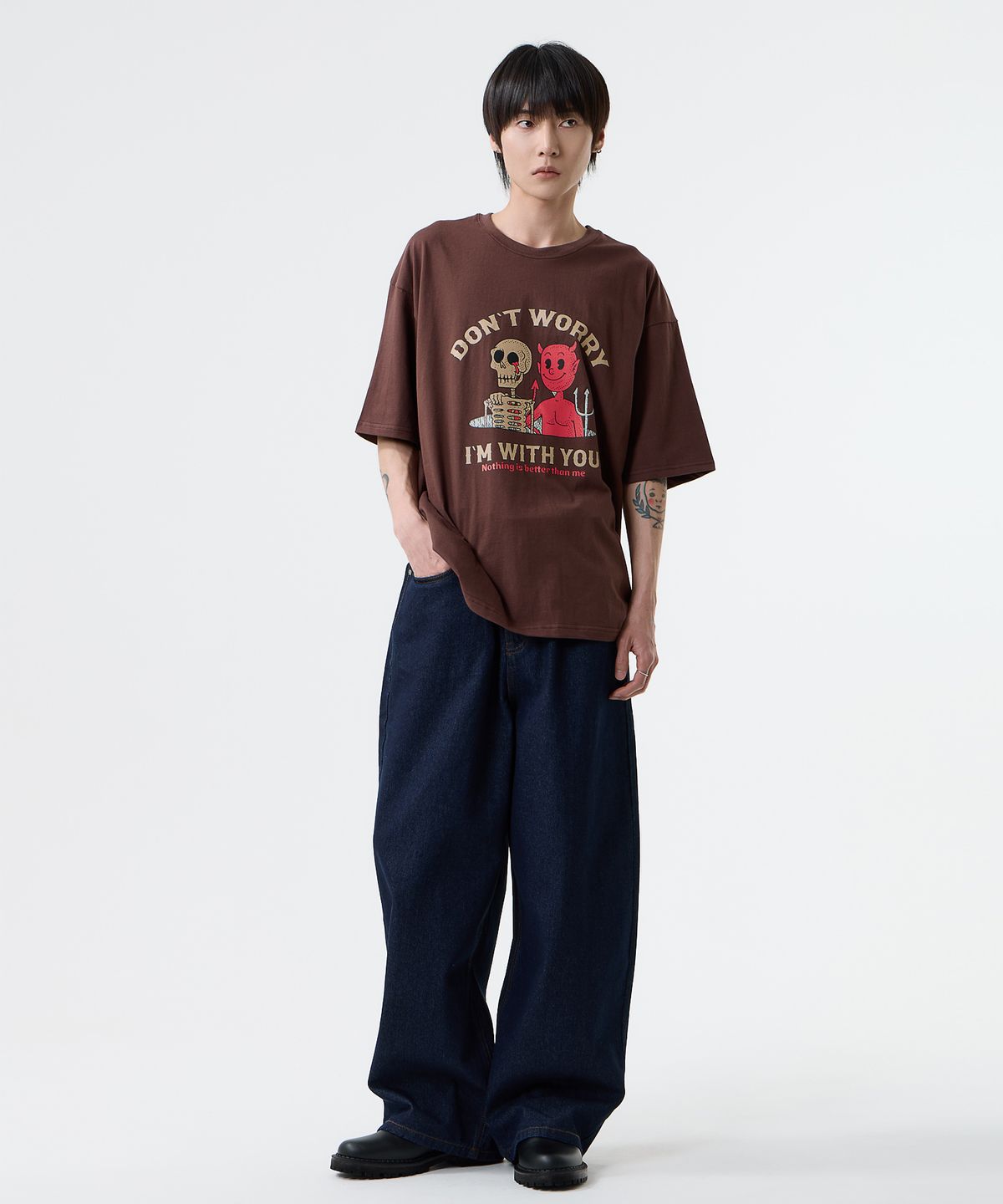 낫띵이즈베럴댄미(NOTHINGISBETTERTHANME) SKULL DEVIL TEE_brown