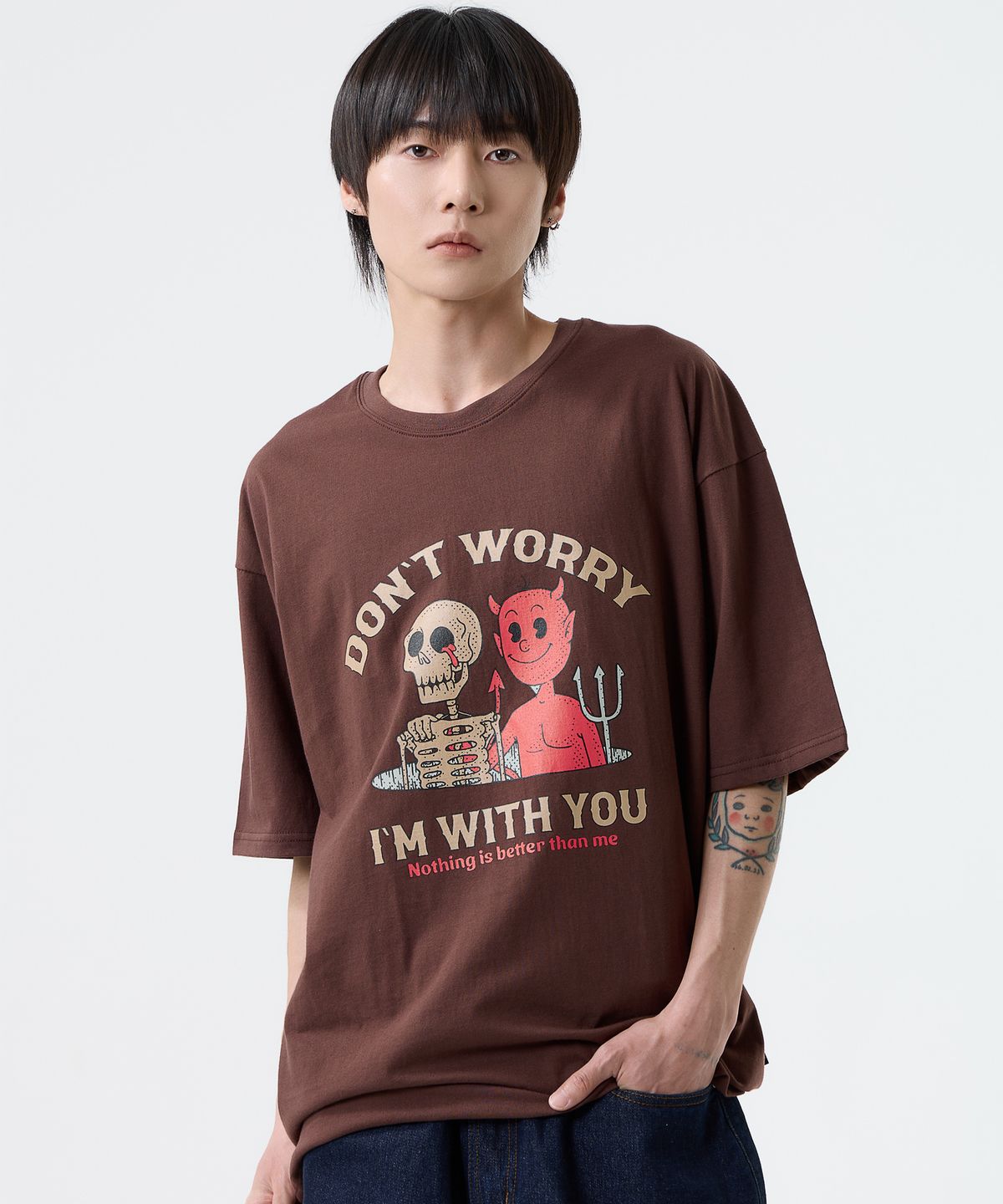 낫띵이즈베럴댄미(NOTHINGISBETTERTHANME) SKULL DEVIL TEE_brown