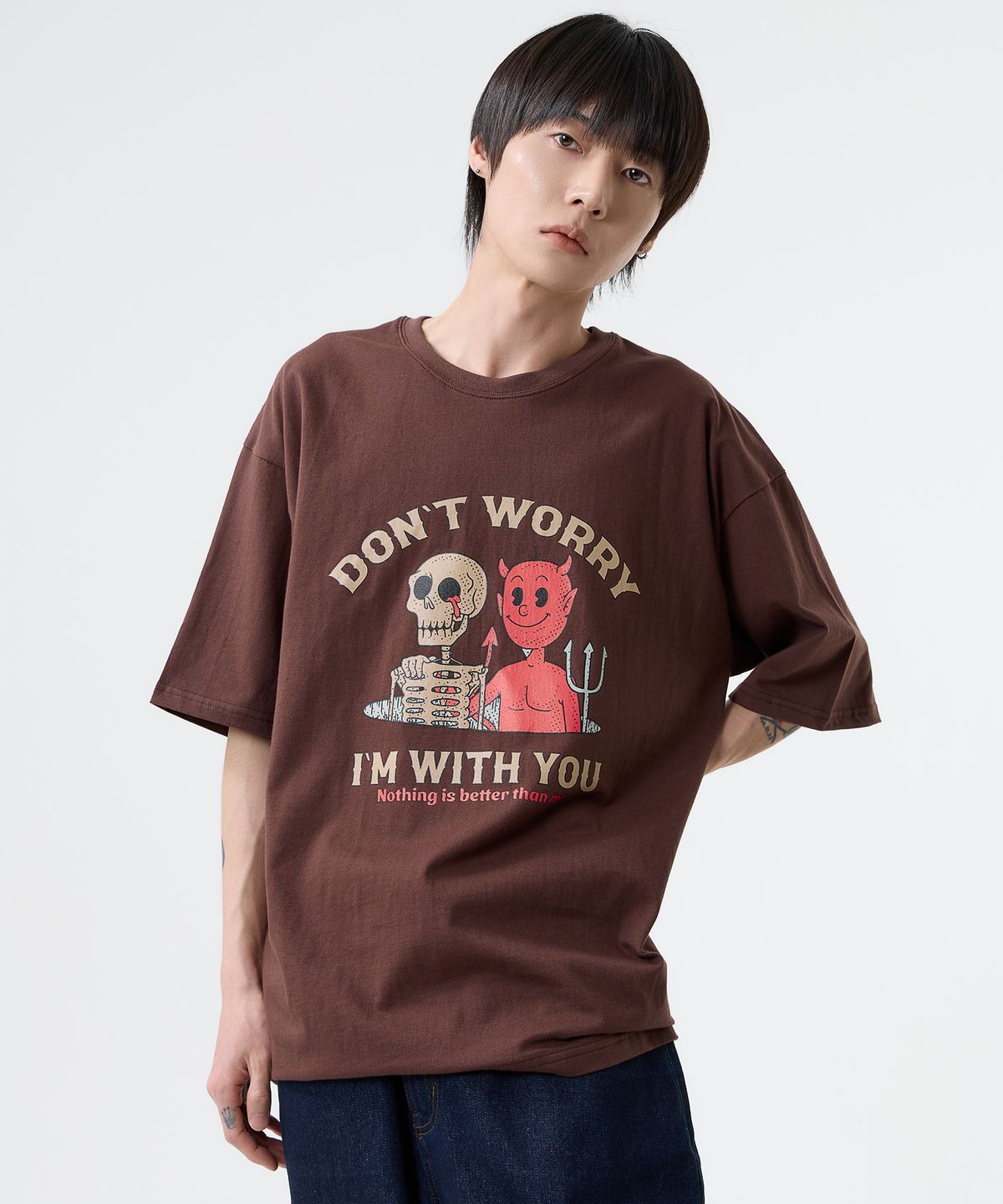 낫띵이즈베럴댄미(NOTHINGISBETTERTHANME) SKULL DEVIL TEE_brown