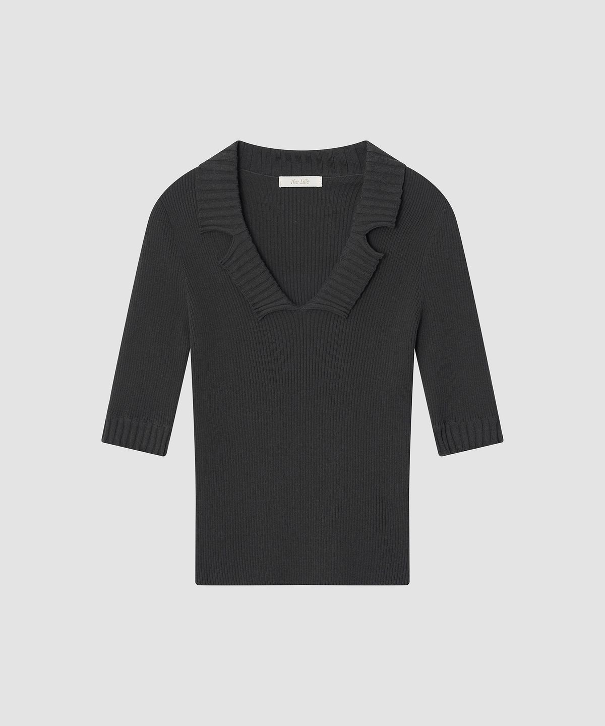 더 릴(THE LILLE) Double Collar Knit_Charcoal