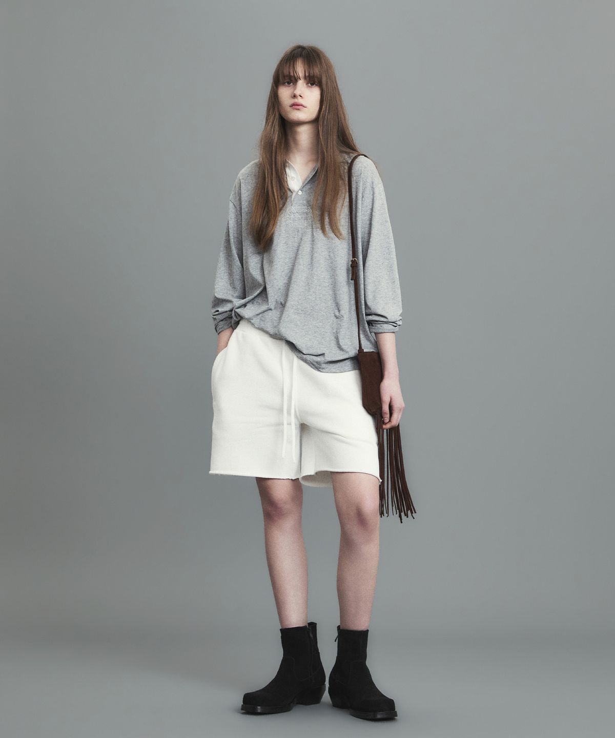 노앙(NOHANT) RELAXED LONG-SLEEVE POLO GRAY