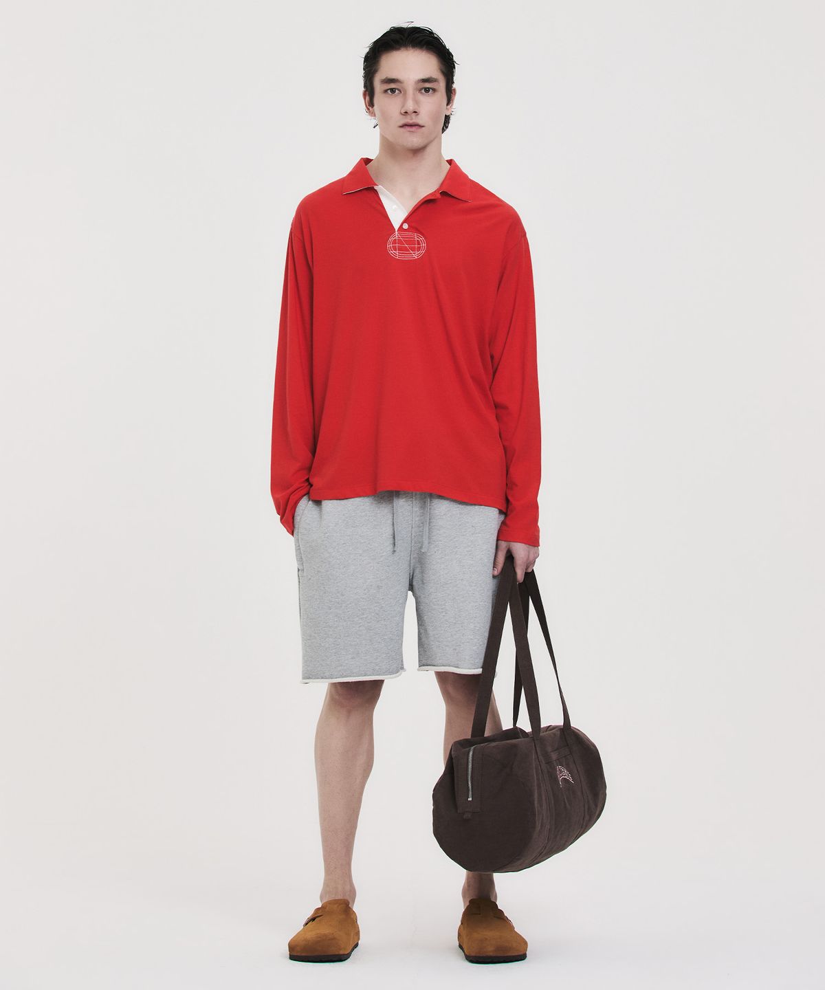 노앙(NOHANT) COLLEGE LOGO SWEAT SHORTS GRAY