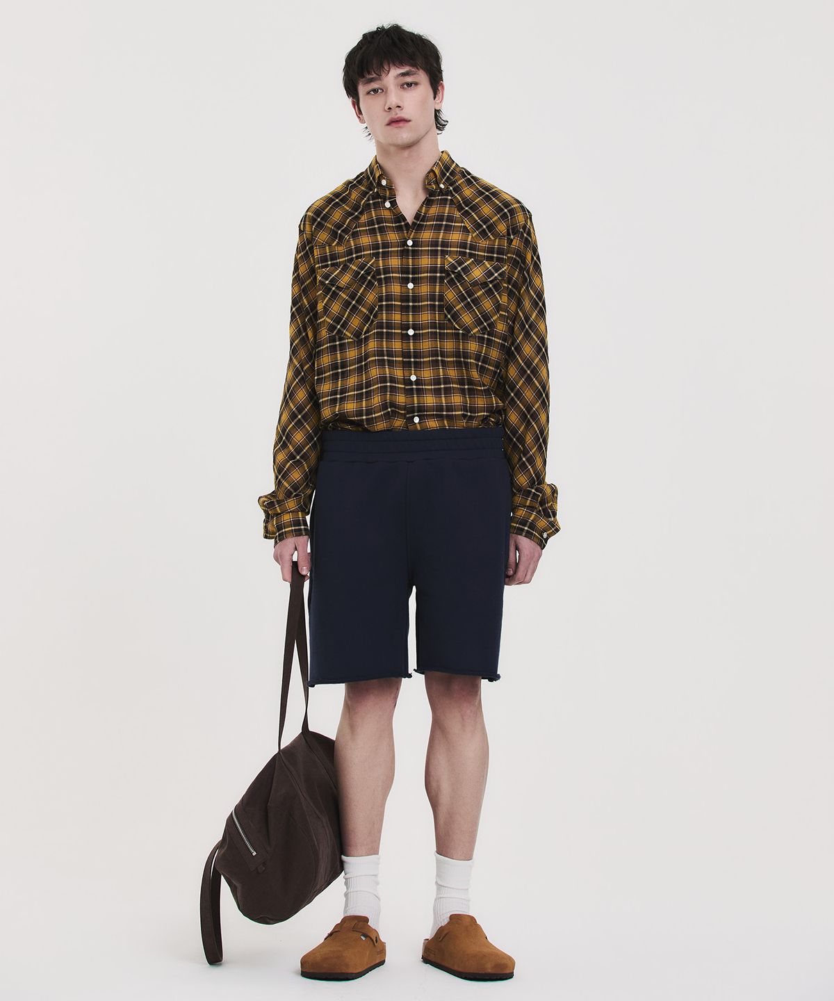 노앙(NOHANT) COLLEGE LOGO SWEAT SHORTS NAVY