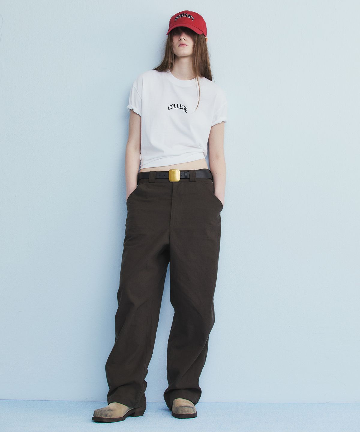 노앙(NOHANT) LINEN PINTUCK PANTS BROWN