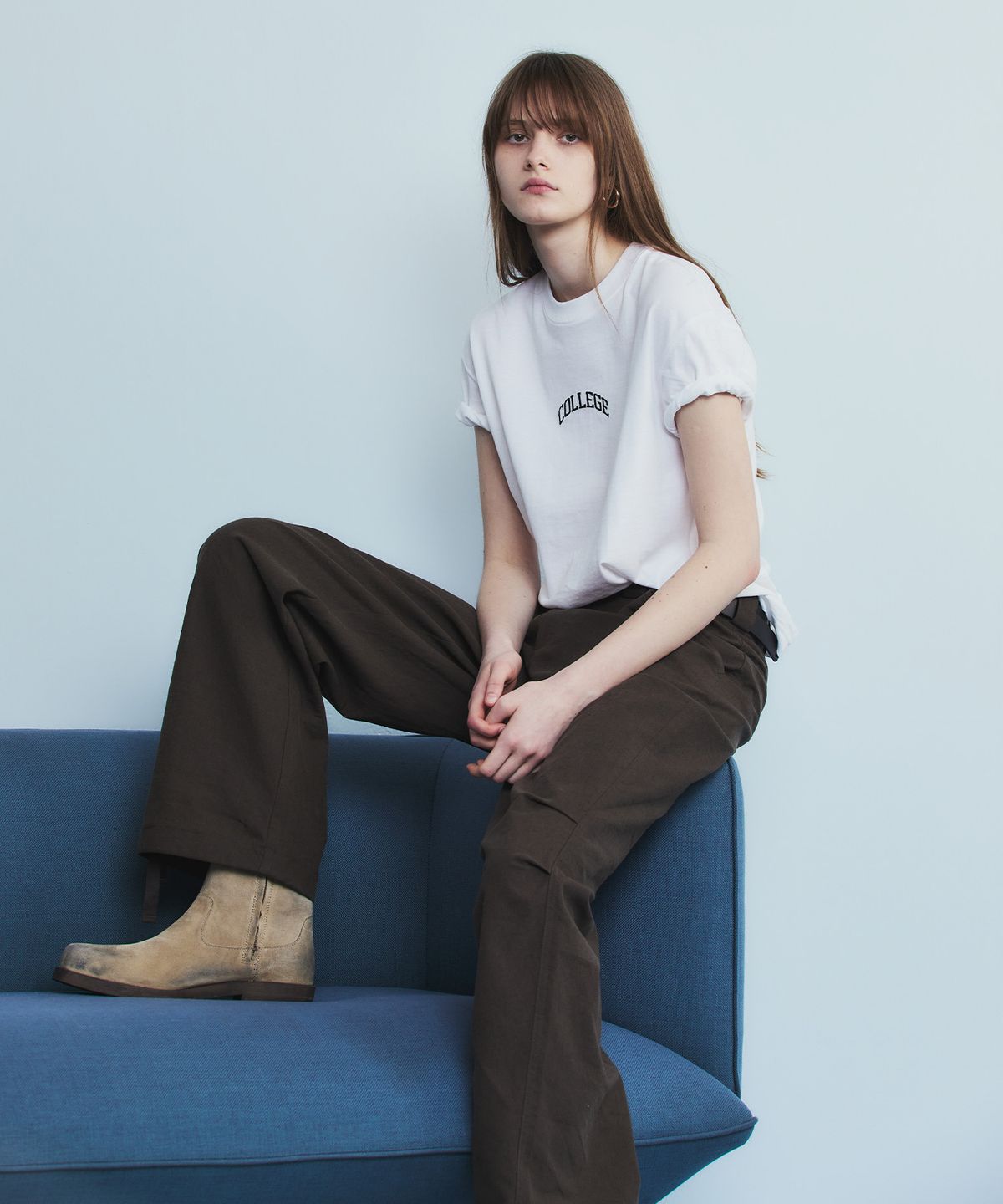 노앙(NOHANT) LINEN PINTUCK PANTS BROWN