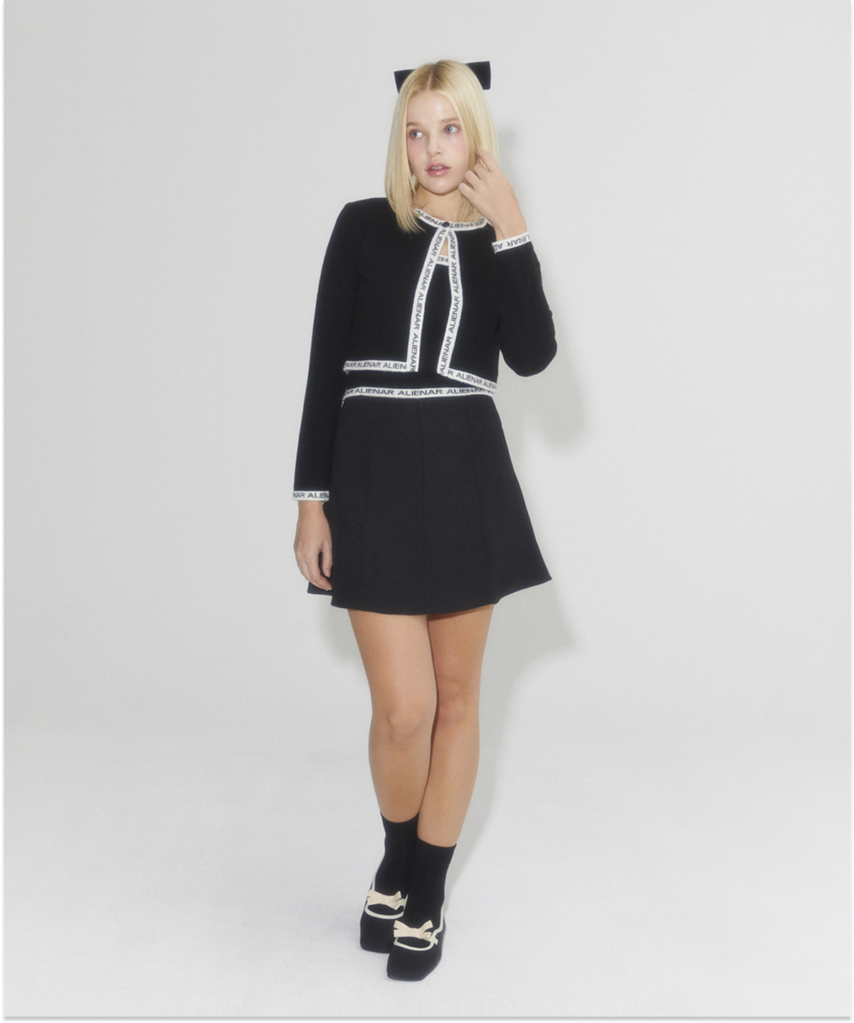 알리에나(ALIENAR) ALIENAR classic logo cardigan (set) BK