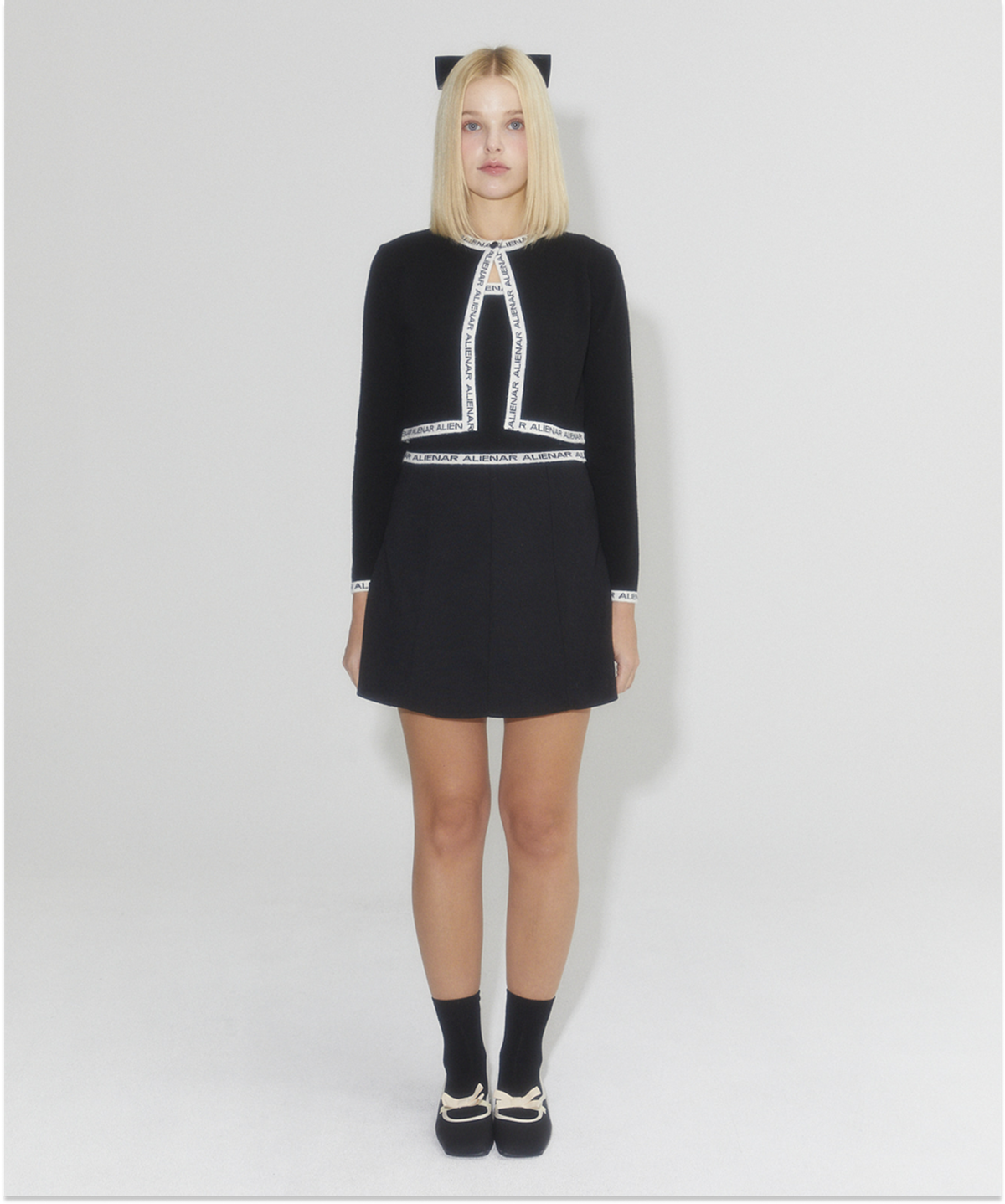 알리에나(ALIENAR) ALIENAR classic logo cardigan (set) BK