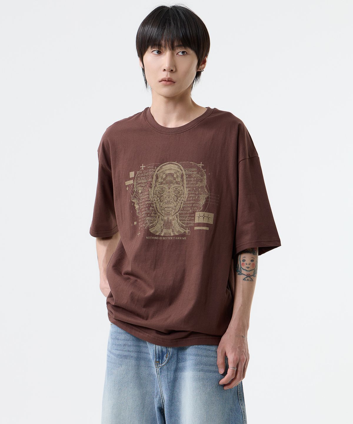 낫띵이즈베럴댄미(NOTHINGISBETTERTHANME) DIGITAL HUMAN TEE_brown