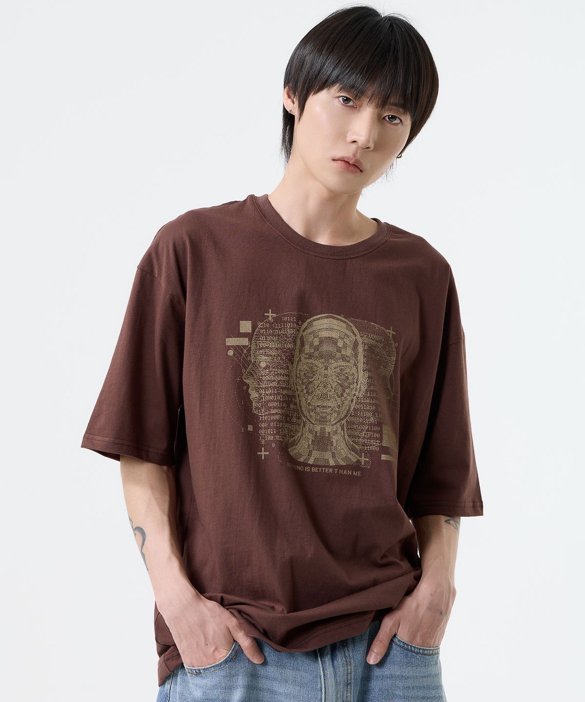 낫띵이즈베럴댄미(NOTHINGISBETTERTHANME) DIGITAL HUMAN TEE_brown