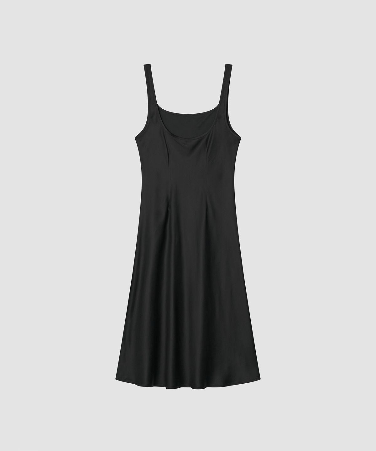 더 릴(THE LILLE) Plain Midi Satin Dress_Black
