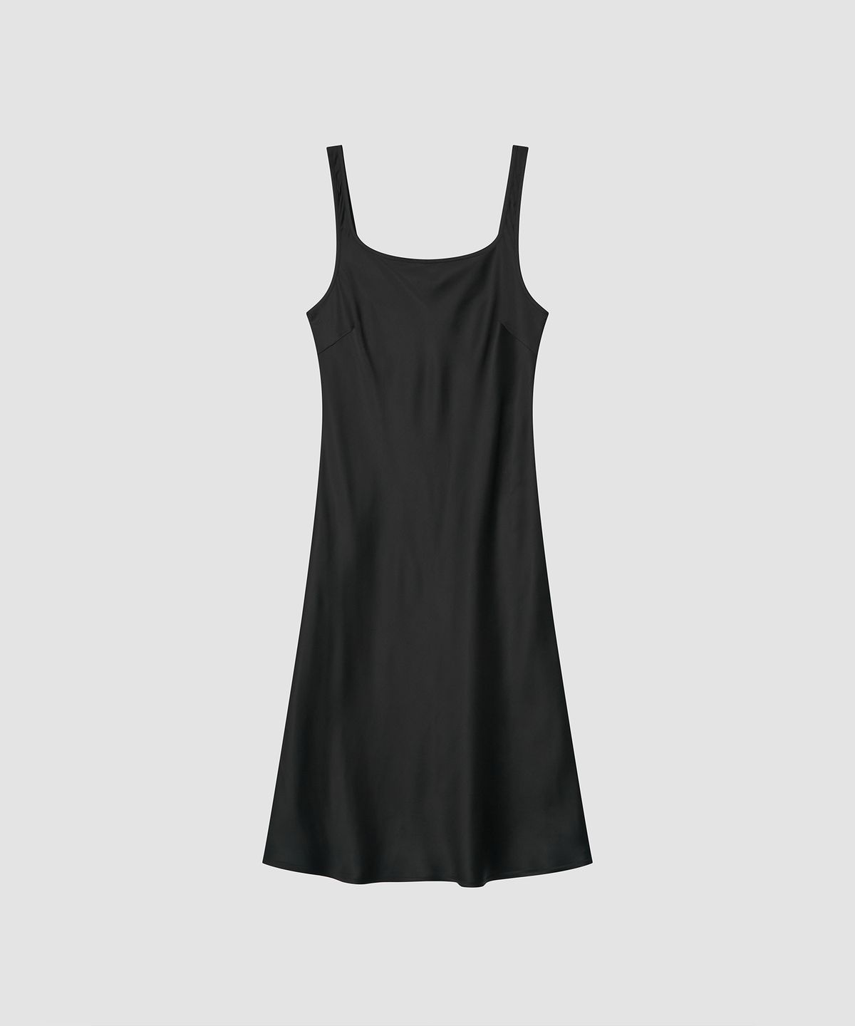 더 릴(THE LILLE) Plain Midi Satin Dress_Black