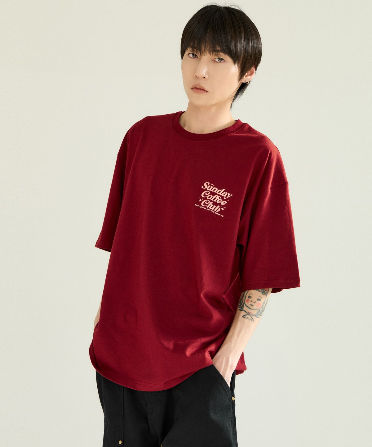 낫띵이즈베럴댄미(NOTHINGISBETTERTHANME) COFFEE CLUB TEE_burgundy