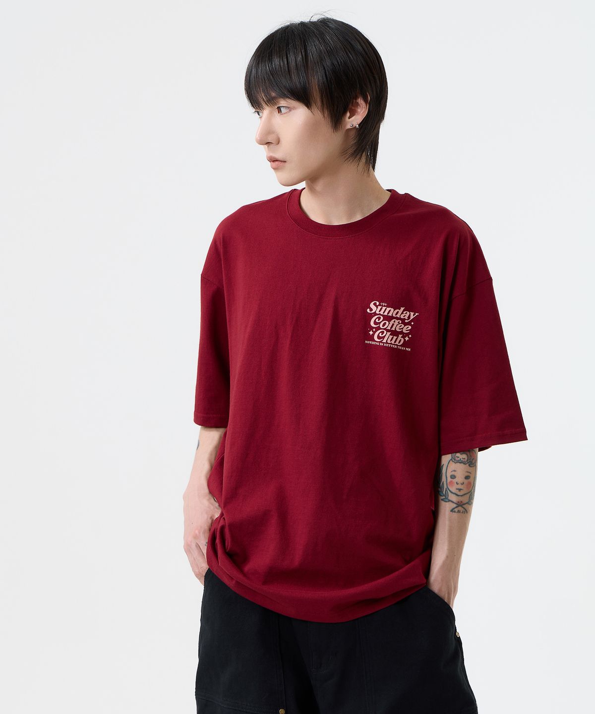 낫띵이즈베럴댄미(NOTHINGISBETTERTHANME) COFFEE CLUB TEE_burgundy
