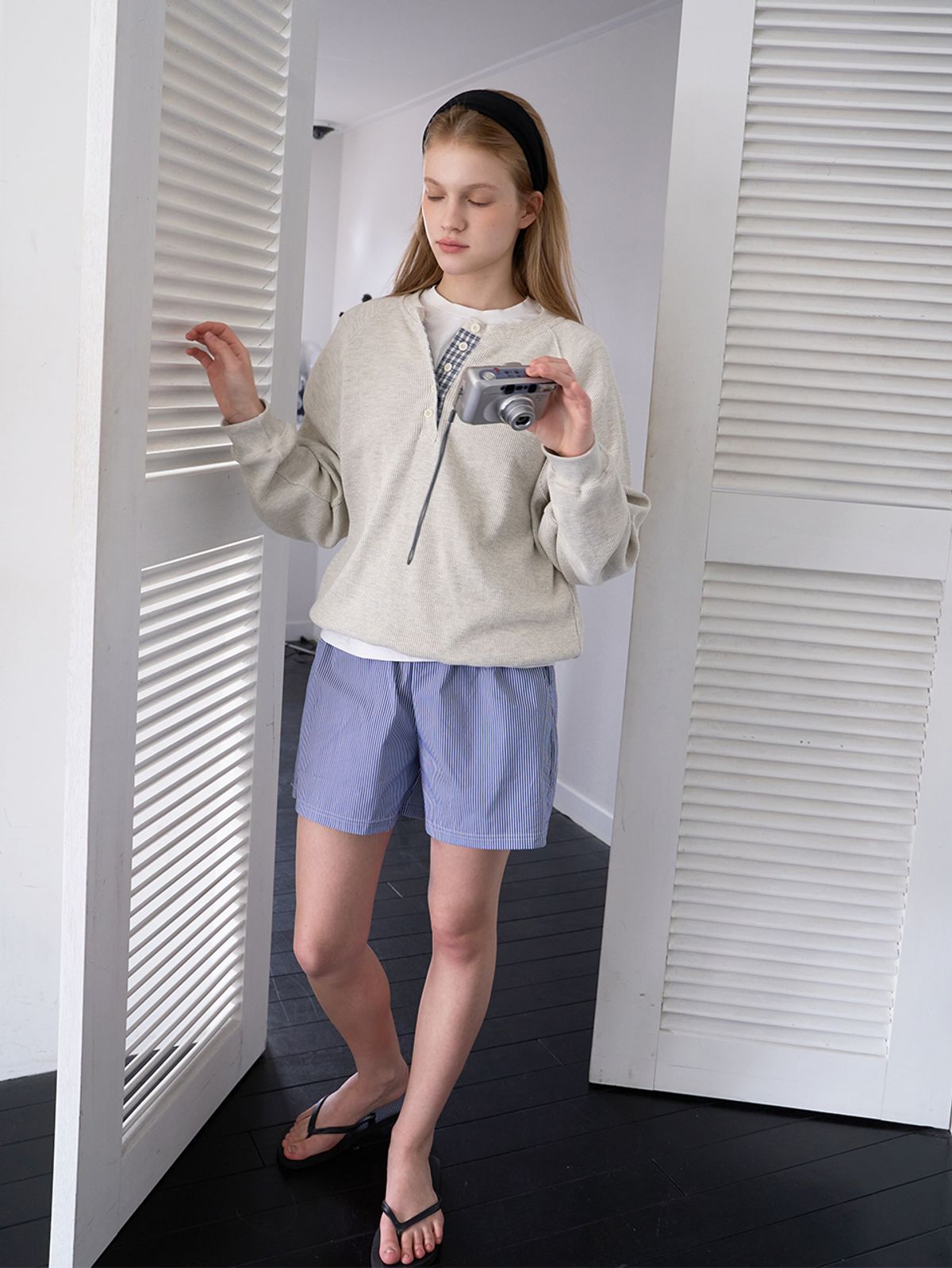 비비홈(VIVIHOME) (w) 데일리 블루 스트라이프 쇼츠