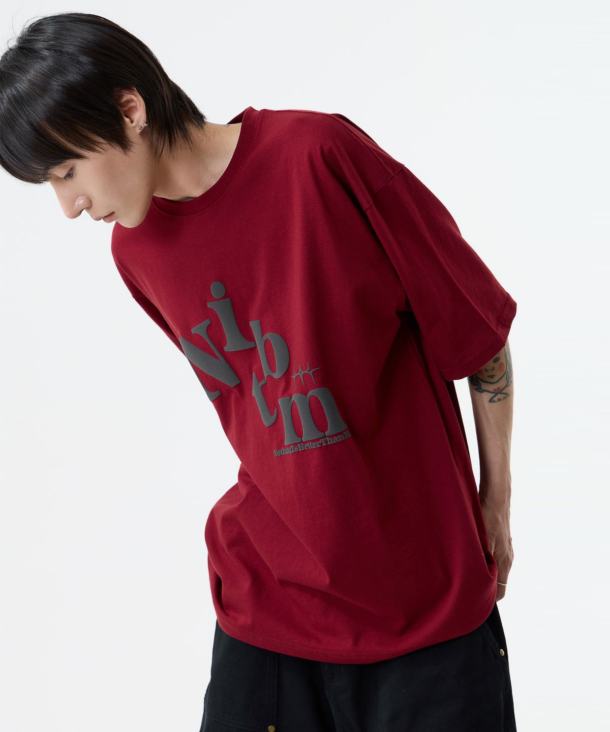 낫띵이즈베럴댄미(NOTHINGISBETTERTHANME) BIG LOGO TEE_burgundy