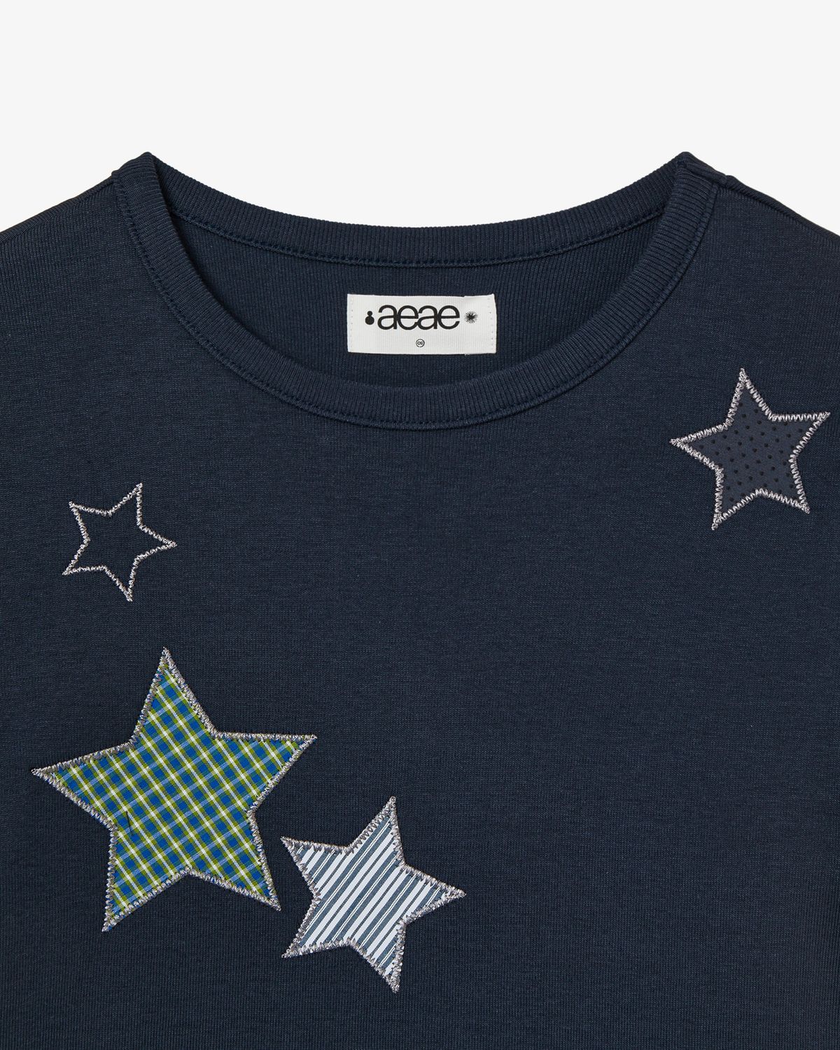 에이이에이이(AEAE) CHECK STAR TEE [NAVY]