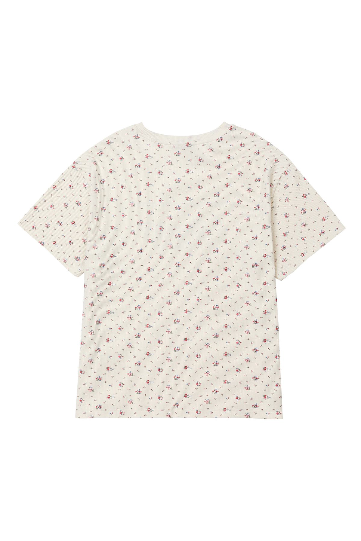 다이닛(DEINET) SOFT WAFFLE FLOWER T-SHIRT IN IVORY