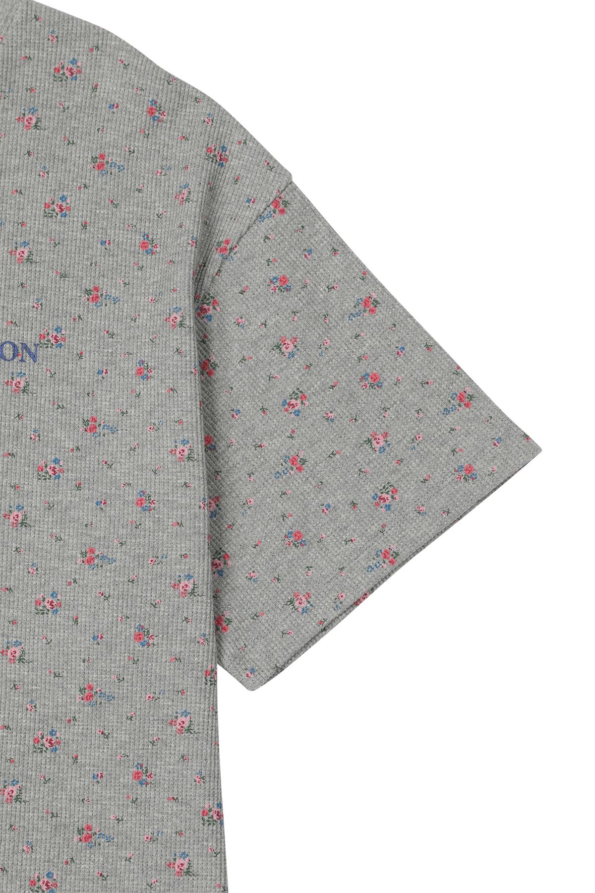 다이닛(DEINET) SOFT WAFFLE FLOWER T-SHIRT IN MELANGE GREY
