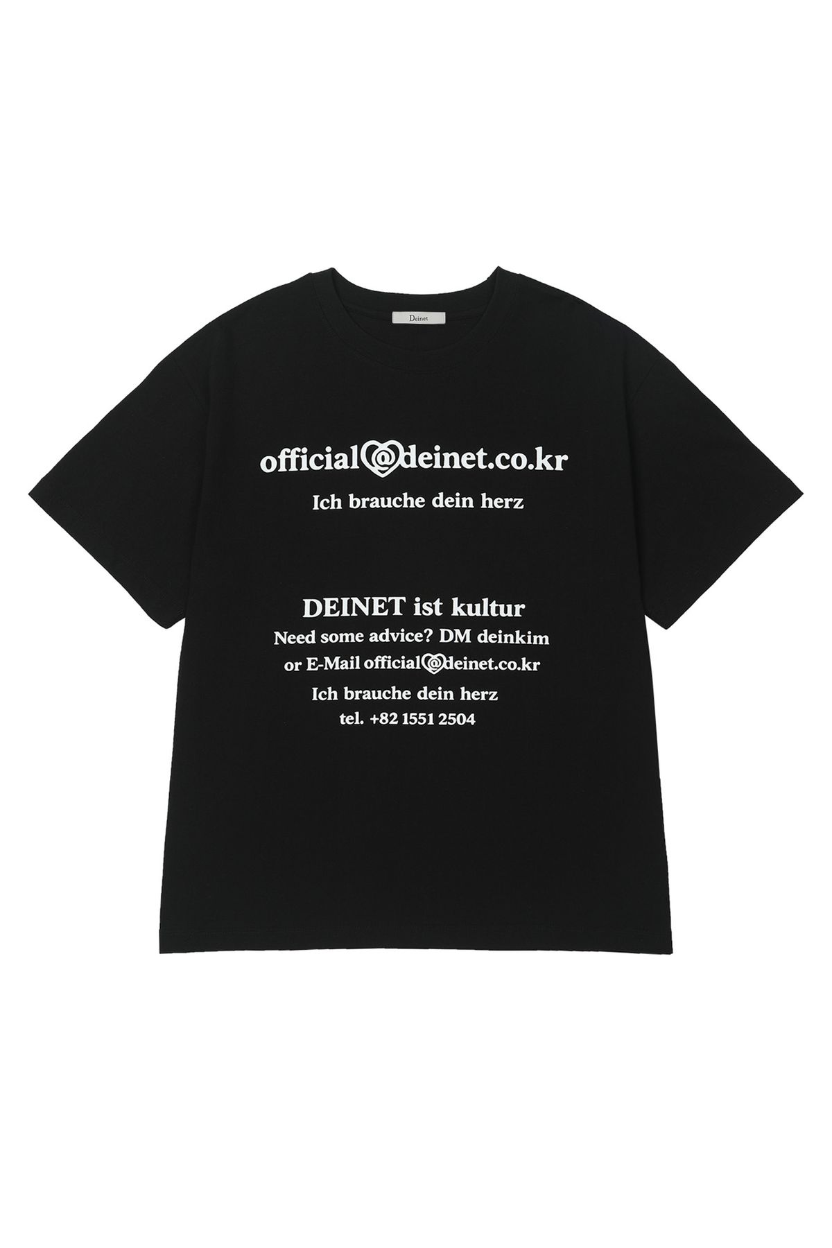 다이닛(DEINET) LETTERING GRAPHIC OVERSIZED T-SHIRT IN BLACK