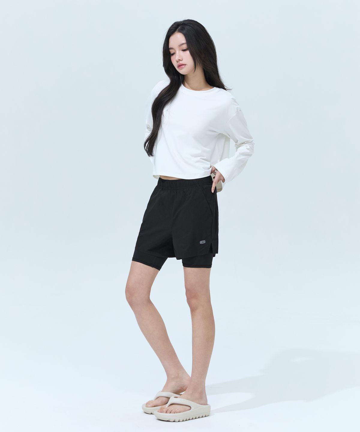 블랙몬스터핏(BLACK MONSTER FIT) 백오픈 크롭 래쉬가드 긴팔 티셔츠 (4color) / BM260303