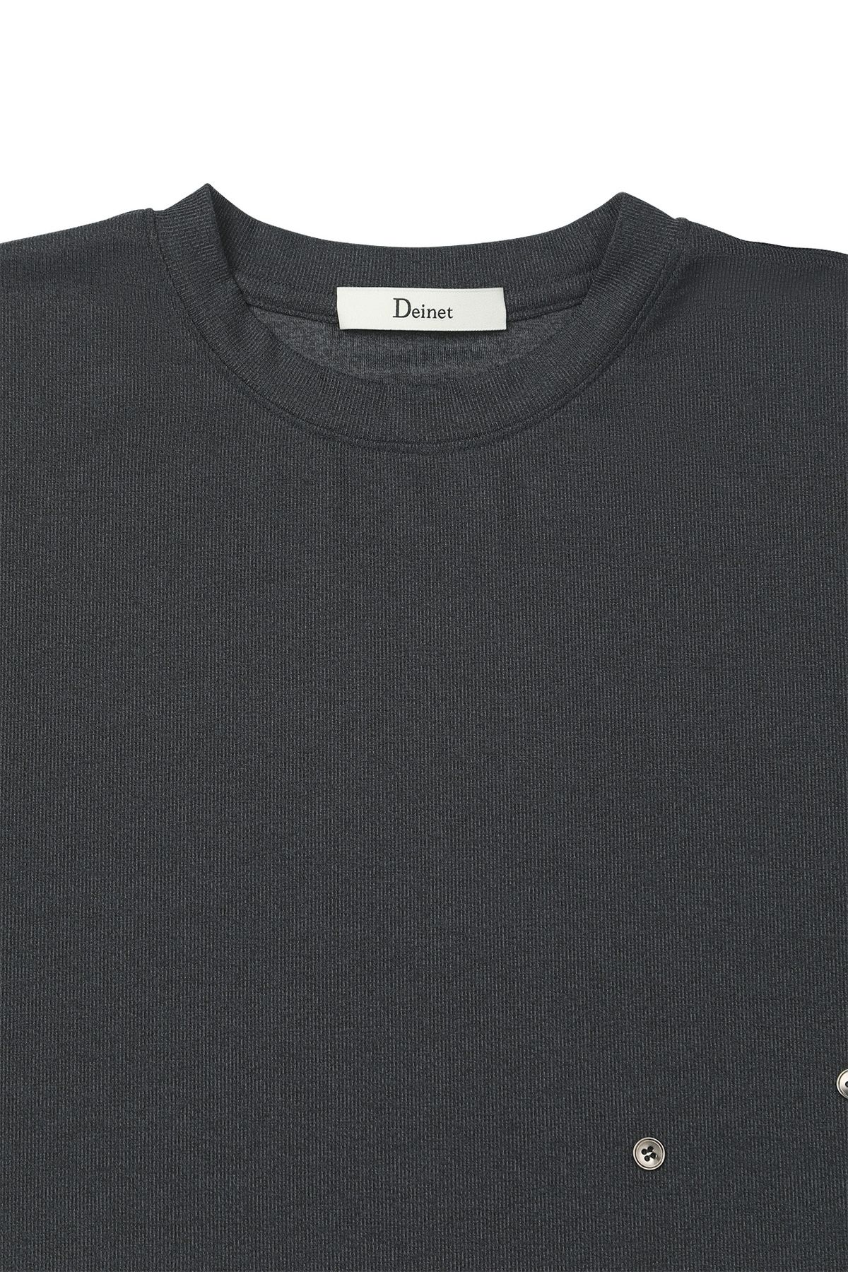 다이닛(DEINET) BUTTON OVERSIZE T-SHIRT IN DARK GREY